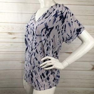 Cynthia Rowley Silk Printed V Neck Blouse